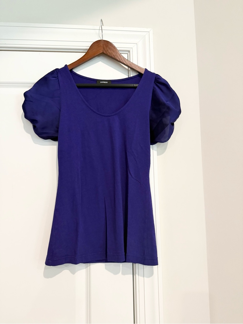 Express Puff Bow Sleeve Scoop Neck Top